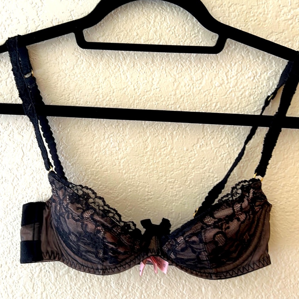 Agent Provocateur black and pink laced bra size 32C